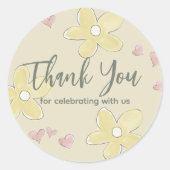 Sticker Rond Fleurs Coeurs Canards Baby shower Fille Neutre (Devant)