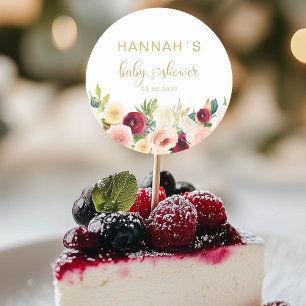 Sticker Rond Fleurs colorées, Baby shower