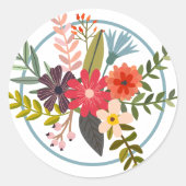 Sticker Rond Fleurs colorées stylisées (Devant)