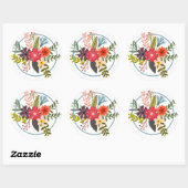 Sticker Rond Fleurs colorées stylisées (Feuille)