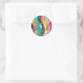 Sticker Rond Fleurs Colorées Vague (Sac)