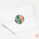 Sticker Rond Fleurs Colorées Vague (Enveloppe)
