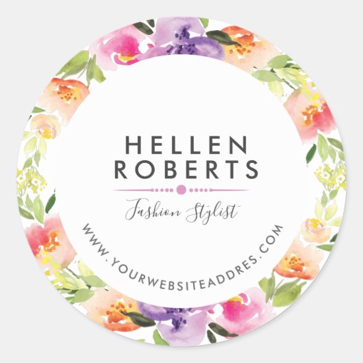 Sticker Rond Fleurs colorées Wreath (Devant)