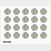 Sticker Rond Fleurs cosmos blanches (Feuille)