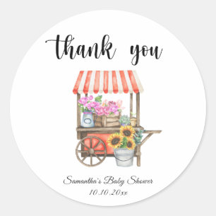 Sticker Rond Fleurs cultivées localement Baby shower du marché 