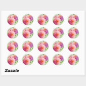 Sticker Rond Fleurs Dahlia Roses (Feuille)