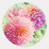 Sticker Rond Fleurs Dahlia Roses (Devant)