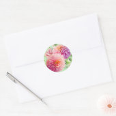 Sticker Rond Fleurs Dahlia Roses (Enveloppe)