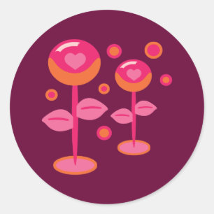 Sticker Rond Fleurs d'amour