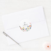 Sticker Rond Fleurs d'amour Fête de mariage champêtre (Enveloppe)
