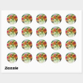 Sticker Rond Fleurs dans Vase de verre (Feuille)
