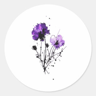 Sticker Rond Fleurs d'aquarelle Abstraites