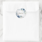 Sticker Rond Fleurs d'Aquarelle bleu Dusty Silver Elégant (Sac)