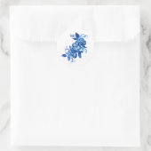 Sticker Rond Fleurs d'aquarelle bleue (Sac)