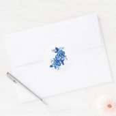 Sticker Rond Fleurs d'aquarelle bleue (Enveloppe)