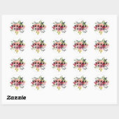 Sticker Rond Fleurs d'aquarelle classiques Merci floral (Feuille)