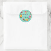 Sticker Rond Fleurs d'aquarelle couronne de coeur | MODIFIER LA (Sac)