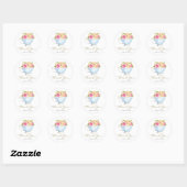 Sticker Rond Fleurs d'aquarelle dans le Merci Tea Party Teacup (Feuille)