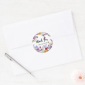 Sticker Rond Fleurs d'aquarelle de Merci personnalisées (Enveloppe)