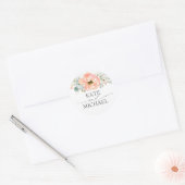 Sticker Rond Fleurs d'aquarelle de pêche Mariage élégant (Enveloppe)