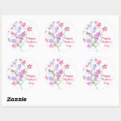 Sticker Rond Fleurs d'aquarelle délicates - Joyeuse fête des mè (Feuille)