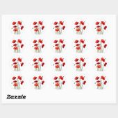 Sticker Rond Fleurs d'aquarelle des papillons rouges (Feuille)