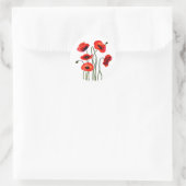 Sticker Rond Fleurs d'aquarelle des papillons rouges (Sac)