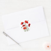 Sticker Rond Fleurs d'aquarelle des papillons rouges (Enveloppe)