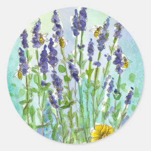 Sticker Rond Fleurs d'aquarelle d'herbe de miel