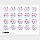 Sticker Rond Fleurs d'aquarelle et feuilles 2 (Feuille)