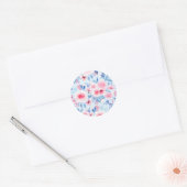 Sticker Rond Fleurs d'aquarelle et feuilles 2 (Enveloppe)