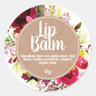 Sticker Rond Fleurs D'Aquarelle Et Lâches À Balm Kraft