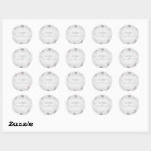 Sticker Rond Fleurs d'aquarelle grise Boho Feathers Mariage (Feuille)