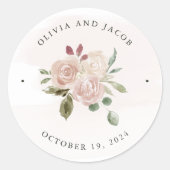 Sticker Rond Fleurs d'aquarelle neutres Boho simples | MARIAGE (Devant)