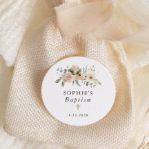 Fleurs d'aquarelle neutres simples | Baptême