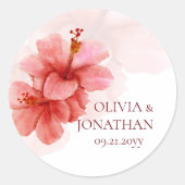 Sticker Rond Fleurs d'aquarelle romantique Mariage Faveur (Devant)