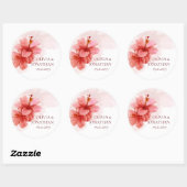 Sticker Rond Fleurs d'aquarelle romantique Mariage Faveur (Feuille)