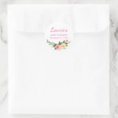 Sticker Rond Fleurs d'aquarelle rose Baby shower floral (Sac)