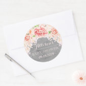 Sticker Rond Fleurs d'aquarelle rose bois Baby shower préféré (Enveloppe)