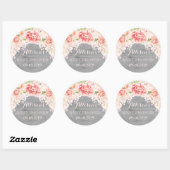 Sticker Rond Fleurs d'aquarelle rose bois Baby shower préféré (Feuille)