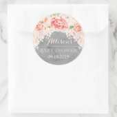 Sticker Rond Fleurs d'aquarelle rose bois Baby shower préféré (Sac)