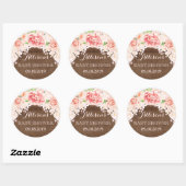 Sticker Rond Fleurs d'aquarelle rose bois Baby shower préféré (Feuille)