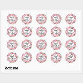 Sticker Rond Fleurs d'aquarelle rose Mariage personnalisé (Feuille)