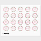 Sticker Rond Fleurs d'aquarelle rose Peony | MERCI (Feuille)