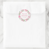 Sticker Rond Fleurs d'aquarelle rose Peony | MERCI (Sac)