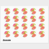 Sticker Rond Fleurs d'aquarelle rose rose orange peint (Feuille)