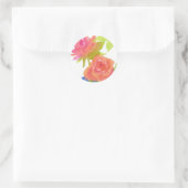 Sticker Rond Fleurs d'aquarelle rose rose orange peint (Sac)