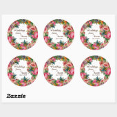 Sticker Rond Fleurs d'aquarelle rose rouge (Feuille)