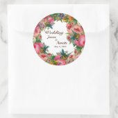 Sticker Rond Fleurs d'aquarelle rose rouge (Sac)