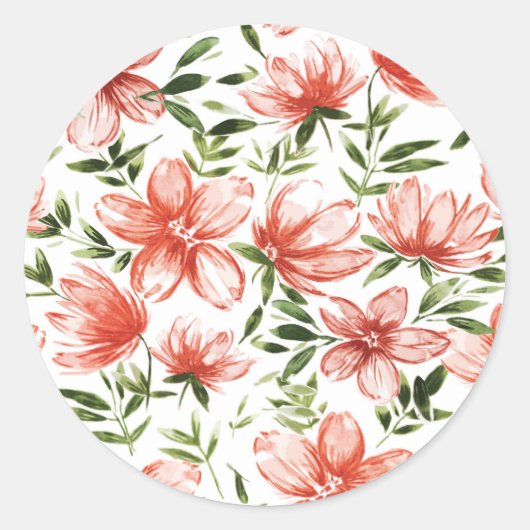 Sticker Rond Fleurs d'aquarelle rouge (Devant)